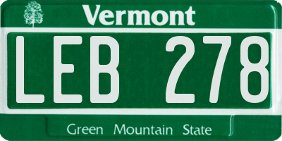 VT license plate LEB278