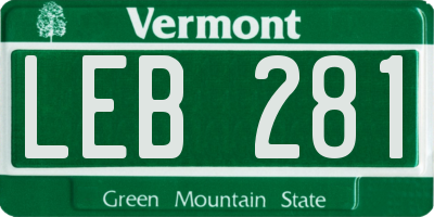 VT license plate LEB281