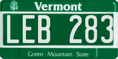 VT license plate LEB283