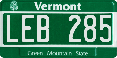VT license plate LEB285
