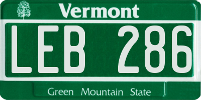 VT license plate LEB286