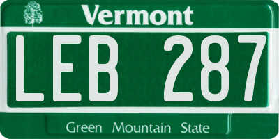 VT license plate LEB287