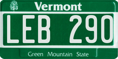 VT license plate LEB290