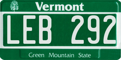 VT license plate LEB292