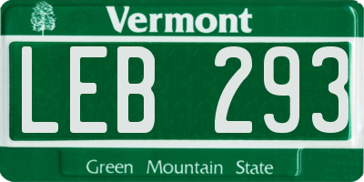 VT license plate LEB293