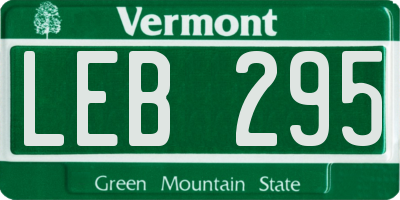 VT license plate LEB295