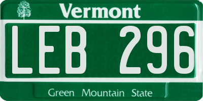 VT license plate LEB296