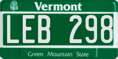 VT license plate LEB298
