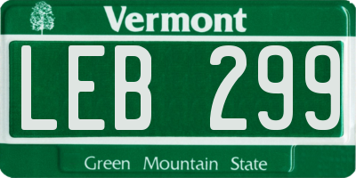VT license plate LEB299