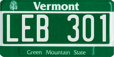 VT license plate LEB301