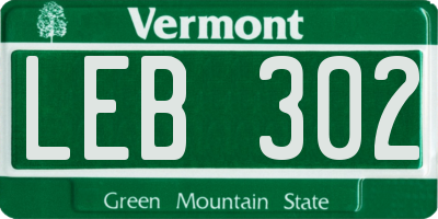 VT license plate LEB302
