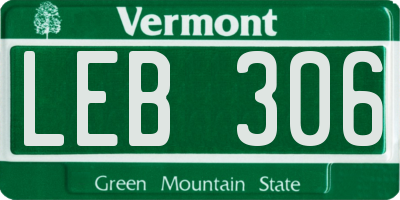 VT license plate LEB306