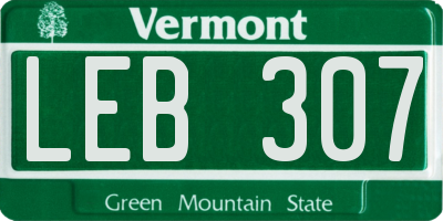 VT license plate LEB307