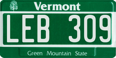 VT license plate LEB309