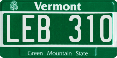 VT license plate LEB310