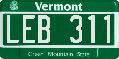 VT license plate LEB311