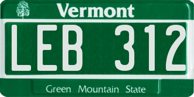 VT license plate LEB312