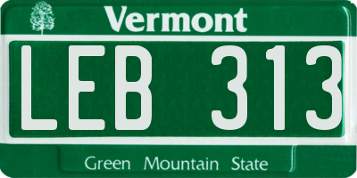 VT license plate LEB313