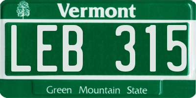 VT license plate LEB315