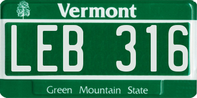 VT license plate LEB316