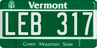 VT license plate LEB317