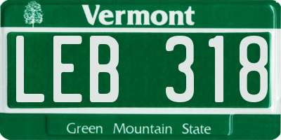 VT license plate LEB318