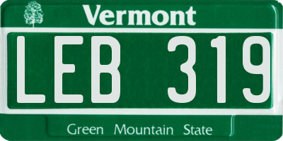 VT license plate LEB319