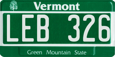 VT license plate LEB326