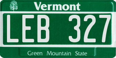 VT license plate LEB327