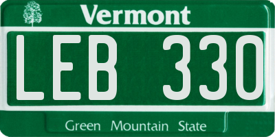 VT license plate LEB330