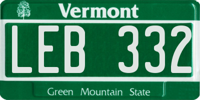 VT license plate LEB332