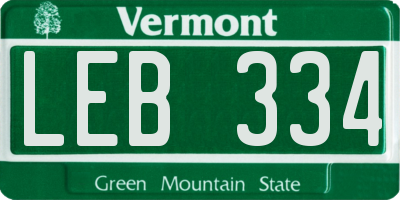 VT license plate LEB334