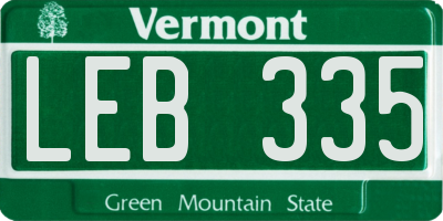 VT license plate LEB335