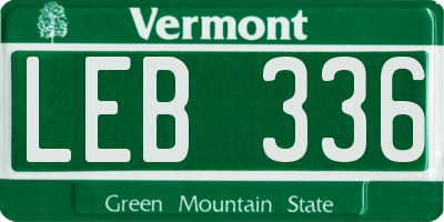 VT license plate LEB336