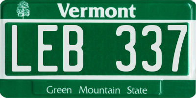 VT license plate LEB337