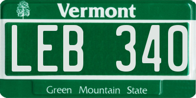 VT license plate LEB340