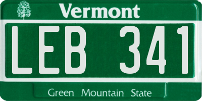 VT license plate LEB341