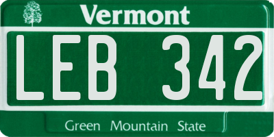 VT license plate LEB342