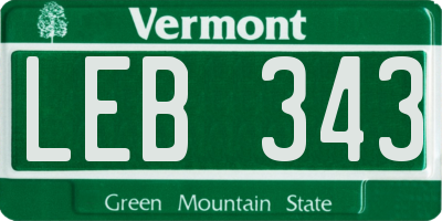 VT license plate LEB343