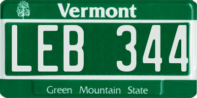 VT license plate LEB344