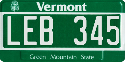 VT license plate LEB345