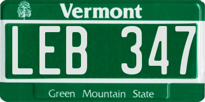 VT license plate LEB347