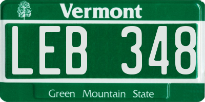 VT license plate LEB348