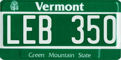 VT license plate LEB350