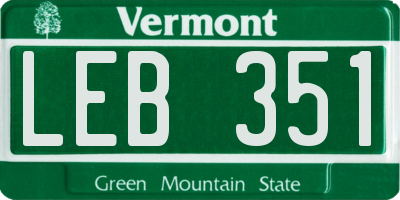 VT license plate LEB351