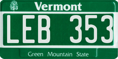 VT license plate LEB353
