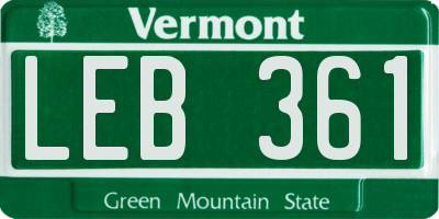 VT license plate LEB361