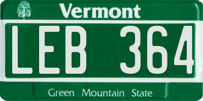 VT license plate LEB364