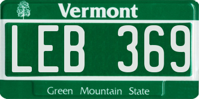 VT license plate LEB369