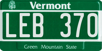 VT license plate LEB370